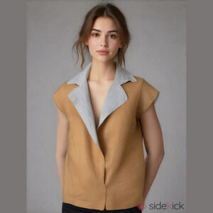 Bobeau Brown Gray Open Vest Sleeveless Top Medium